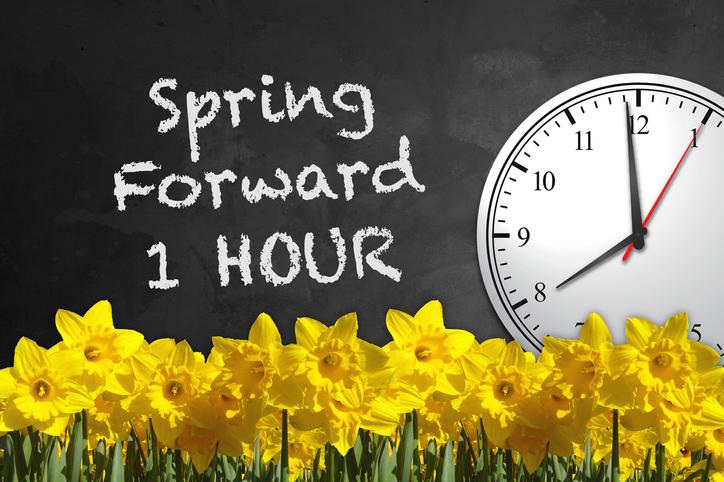 spring forward 1 hour graphic