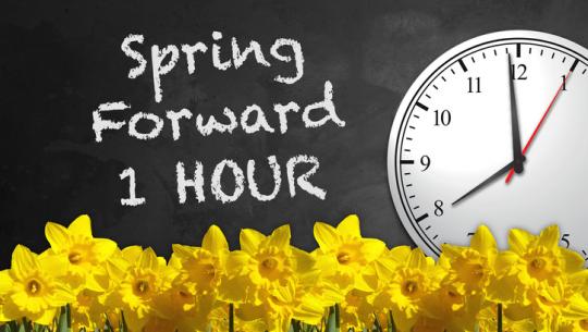 spring forward 1 hour graphic
