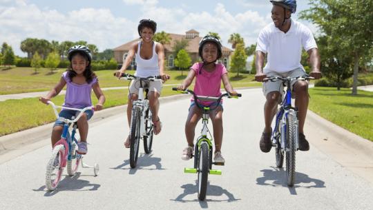 family bicycling 