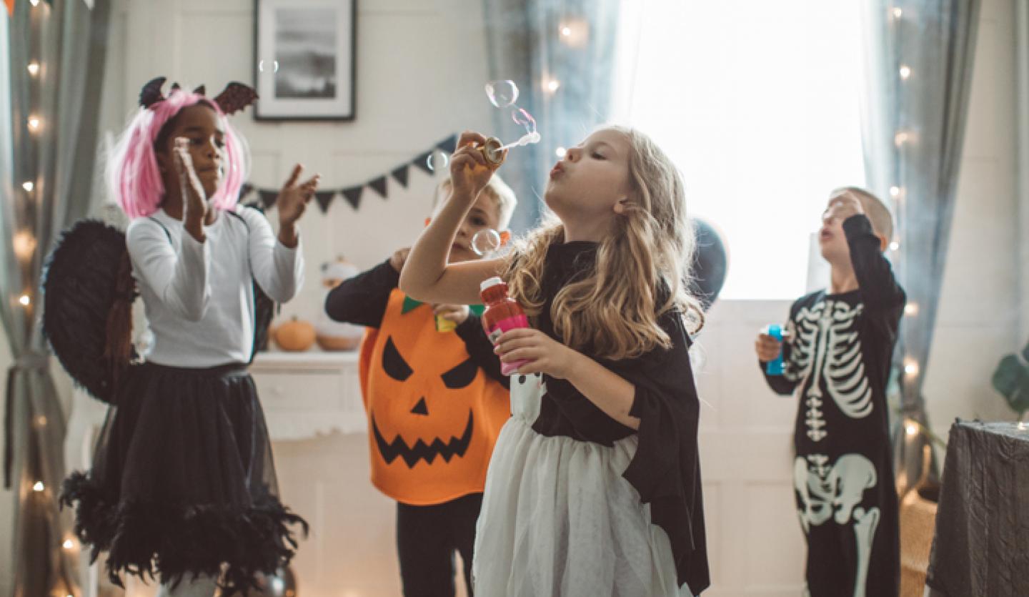 children celebrating Halloween