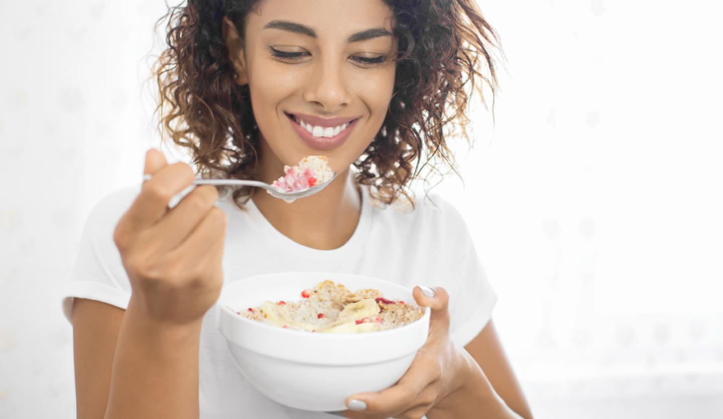 woman eating oatmeal
