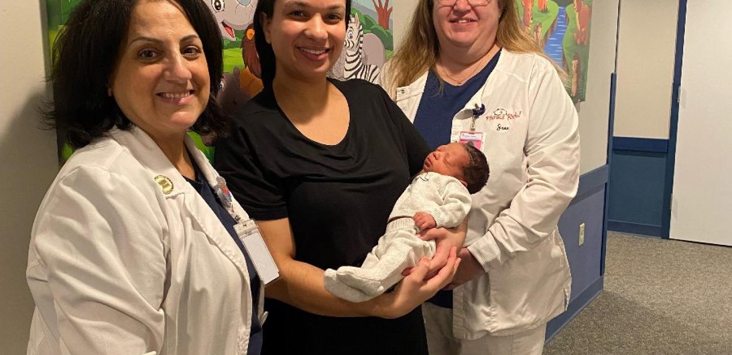 First patient of the St. Anne Outpatient Lactation Clinic Yilda Stahl Sanchez and baby boy Sebastain